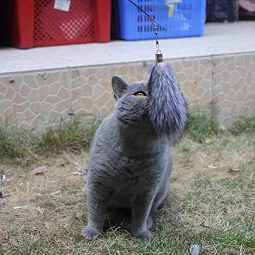 Fosrion Real Raccoon Tail Fur Cat Bites Toy with Three Section Retractable Carbon Fiber Rod (Raccoon) (Fox Fur Piece, Only Tail)