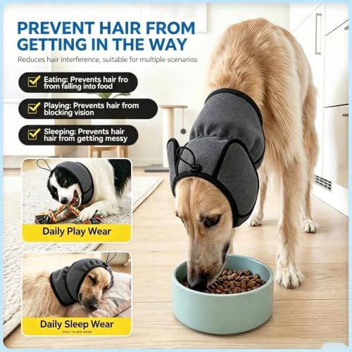 Dog Ear Muffs, Adjustable No Shake Ear Wrap for Dogs