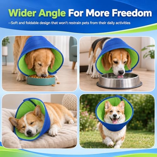 Soft Dog Cone Collar After Surgery, Adjustable Pets Recovery Cone for Large/Medium/Small Dogs to Stop Licking, Comfortable Elizabethan Collar for Spay Neuter Recovery and Neck Protection (L)