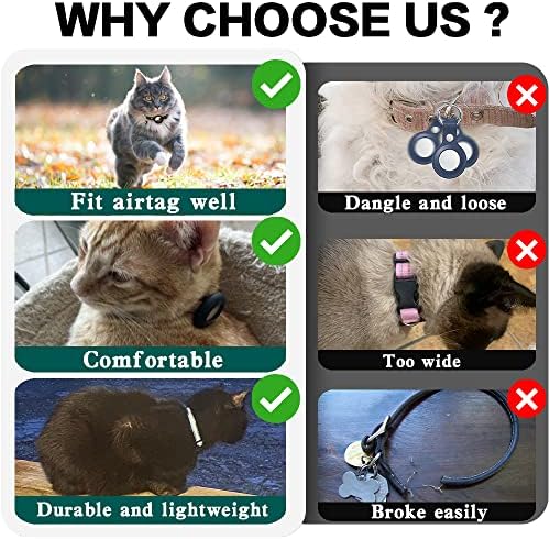 Airtag Cat Collar Breakaway, Cat Collar with Air Tag Holder, Green | Safety Breakaway Buckle,Airtag Holder,Reflective Strip,Bell,Adjustable Size to Fit Different Cats kitten,Lightweight