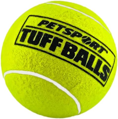 PetSport Yellow Tuff Ball - Medium Tennis Balls for Dogs, Chew Toy for Aggressive Chewers, Fetching, Natural Rubber, Certified Non-Toxic - 2.5 Inch Each (Pack of 6)