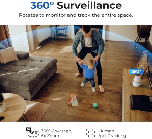 IMILAB 4K 8MP Security Camera Indoor, 360° View Pet/Dog/Baby Camera with Xiaomi Home App, 2.4G/5G WiFi Plug-in Room Cam, Color Night Vision, Pet&Human Track, Two-Way Audio, No Subscription(C40)