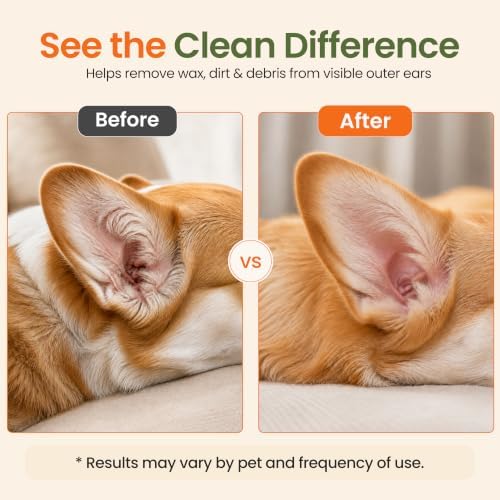 Pet Ear Cleaner Finger Wipes - Clean & Freshen Ears, Unscented 110ct