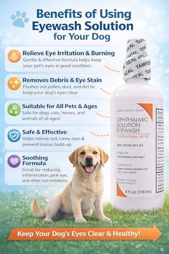 Dog Eye Wash – Sterile Pet Eye Cleaner for Dogs & Cats – Soothes Irritation, Removes Debris & Tear Stains – Gentle Ophthalmic Solution – 4 fl oz