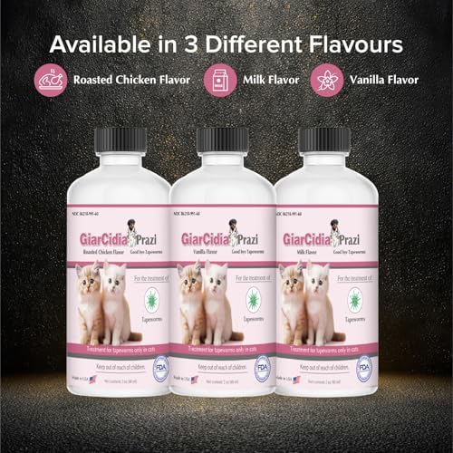 No More Tapeworms in Cats and Kittens- Dewormer for Cats and Dewormer for Kittens - 60mls Chicken Flavour with 3ml Dropper-USA Made Oral Suspension
