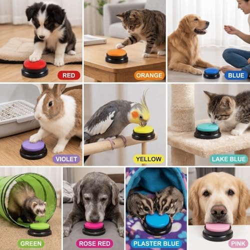 Reusable Dog Training Buttons Recordable Sound Generator for Pet Communication, Durable ABS with 3.15 Inch Design for Small Medium Dogs(Green)