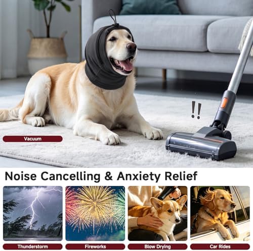 Nanaki No-Shake Dog Ear Muffs, Head Wrap for Fireworks & Thunder,Grey,L