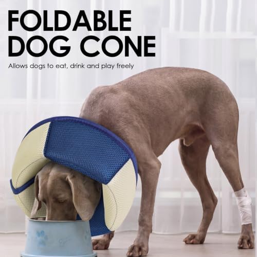 AOFITEE Medium Dog Cone Soft Dog Cone Collar to Stop Licking, NavyBlue M