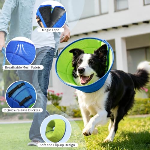 Soft Dog Cone Collar After Surgery, Adjustable Recovery Cone to Stop Licking, Breathable Mesh Elizabethan Collar for Small Medium Large Dogs (L(Neck Girth:15"-17.3"))