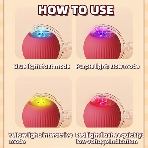 Interactive Rotating Cat Ball Toy, 360 Smart Rolling Ball Electric, Automatic Moving for Cats & Kittens (3 Colors)
