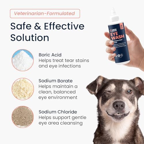 Dog Eye Drops & Wash for Tear Stains, Infection & Allergy Relief, 4 oz