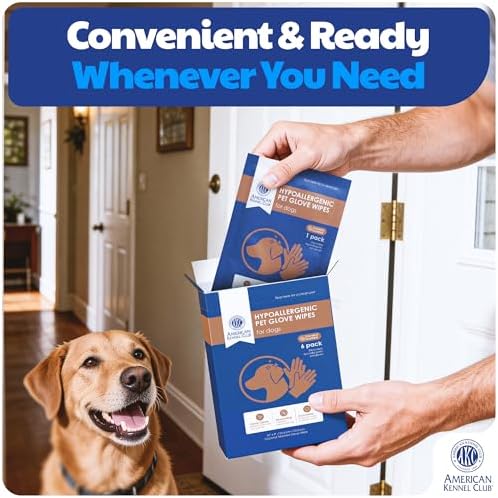 AKC Coconut Dog Bathing Glove Wipes, No-Rinse, 6 Pack
