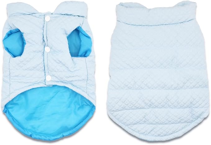 Soft Warm Small Dog Coats Lightweight Pet Dog Winter Jackets for Small Medium Dogs Puppy Cold Weather Coat Pet Chihuahua Clothes, Blue, Large