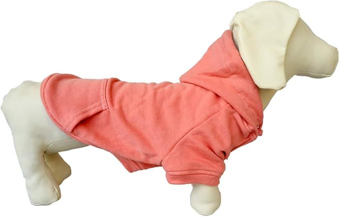 Lovelonglong Blank Basic Hoodie Sweatshirt for Dogs 100% Cotton Fits Small Medium Dachshund Large Dog Lotus-Pink D-L