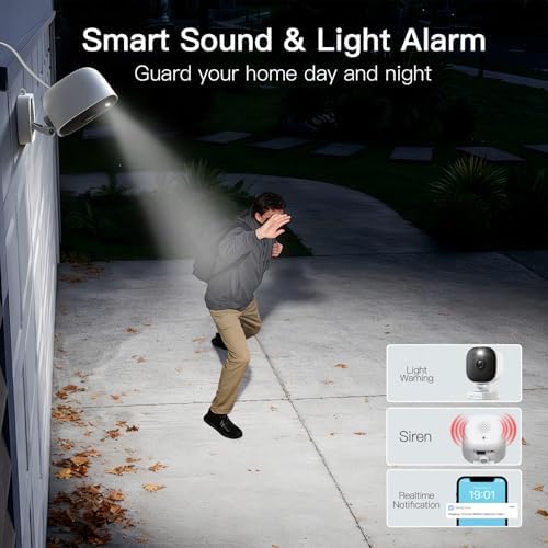 VIMTAG Security Camera Outdoor Indoor, 2.5K Cameras for Home Security Pet/Dog, Color Night Vision, Baby Monitor, Motion Activated Spotlight/Siren, IP66,2-Way Audio, Cloud/512G TF Card Storage,Plug-in