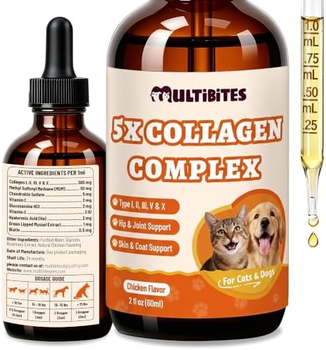5-Type Liquid Collagen for Dogs & Cats, Chicken Flavor, 2 oz