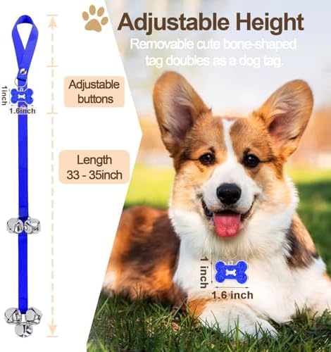 2 Pack Dog Door Bells, Dog Doorbell to go Outside Puppy Train Bell for Dogs to Ring to go Potty, Puppy Toilet Training Bell Jingle Bells for Door Knob (Dark Blue)