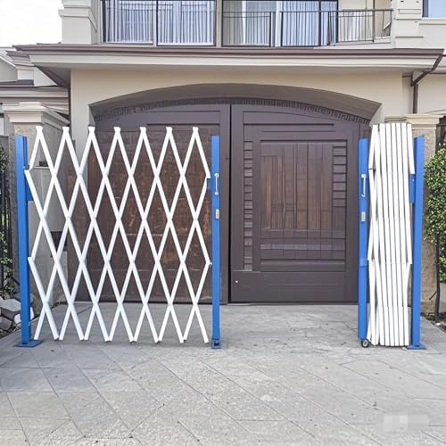Industrial Folding Security GateRetractable Barricade Scissor Door Traffic Control for Schools & Warehouses Accordion Gate with Wheels 150x150cm (59.1x59.1in)