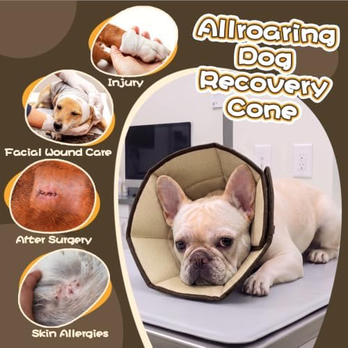 Allroaring Soft Dog Recovery Cone Adjustable Stop Licking Wounds Brown S