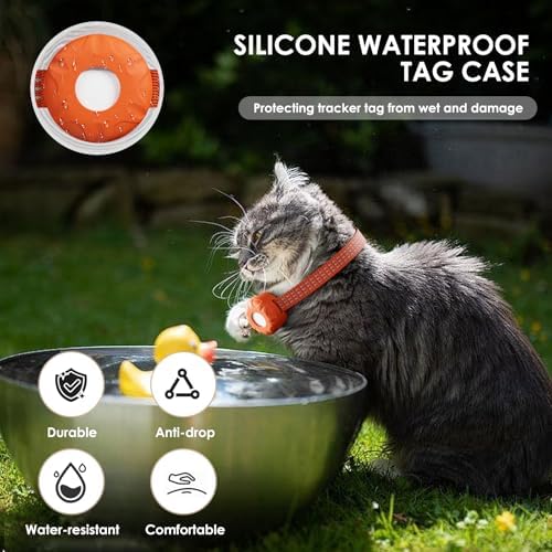 Smart Cat GPS Tracker | Real-Time Location & Cat Tracker Compatible with Apple Find My App (Only iOS) | Territory & Location History | Up to 5-Day Battery | Breakaway Collar Included, Orange