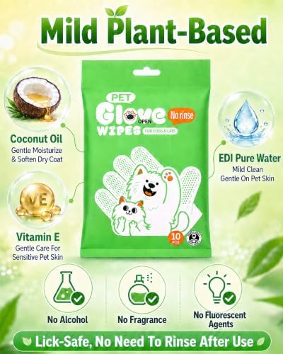 Pet Glove Wipes for Dogs and Cats,Disposable Pet Grooming Gloves
