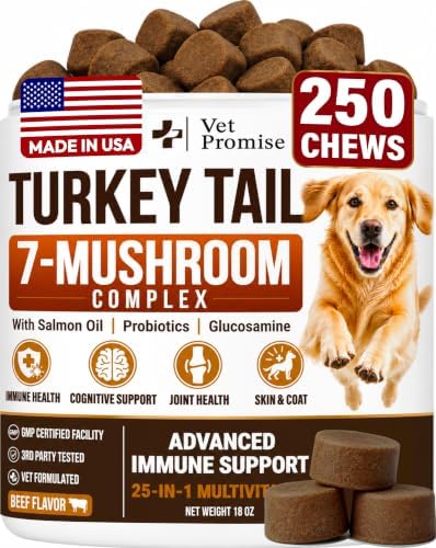 Turkey Tail Mushroom for Dogs - 250 Chews - Dog Lipoma Mushroom Supplement