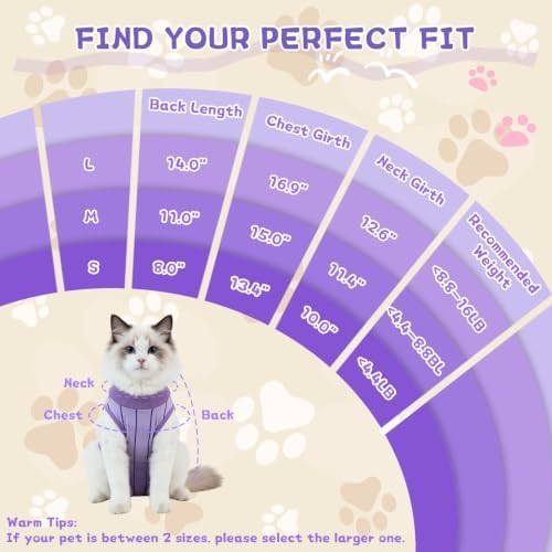 EMUST Cat Recovery Suit, Cat Surgery Recovery Suit Female for Wound Care