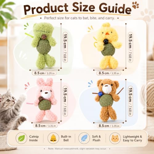 Cat Toys with Catnip Kitten Chew Bite Supplies Boredom Relief Fluffy Kitty Teeth Cleaning Chewing Cat Lovers Interactive Plush Gift (New Forg)