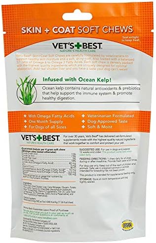 Vet's Best Skin & Coat Soft Chews with Biotin, Vitamin E, 30 Count