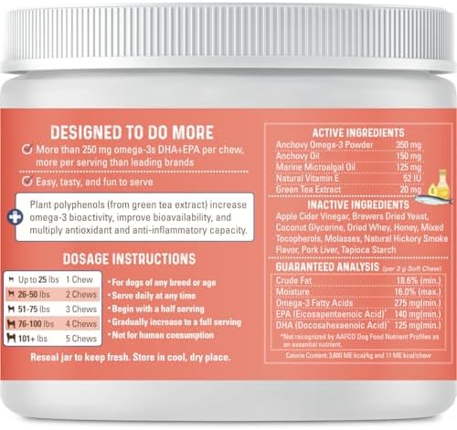 Bernie's OMG Omegas 5X Extra Strength Dog Omega-3 Soft Chews, Pork, 90 Ct