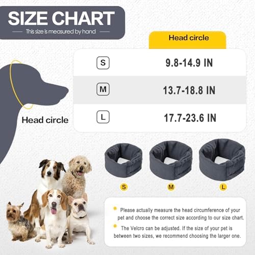 Meifsou Quiet Ears for Dogs - Adjustable Ear Covers for Noise, No Shake Dog Head Wrap, Dog Calming Hood for Thunder, Lightning, Fireworks, Vet Visits, Polyester and Stretch Cotton Blend, Grey M