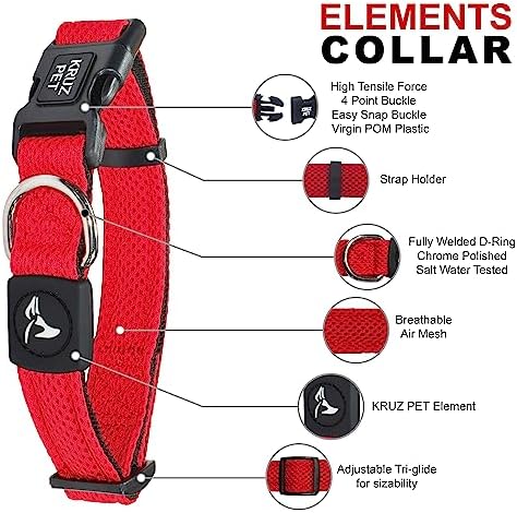 Kruz Dog Collar for Large Dogs (Width- 1.5", Neck - 20.5"-31.5") Adjustable Pet Neck Band with Comfortable Soft Padding, Lifetime Durability, Heavy-Duty O-Ring (Amethyst, X-Large)