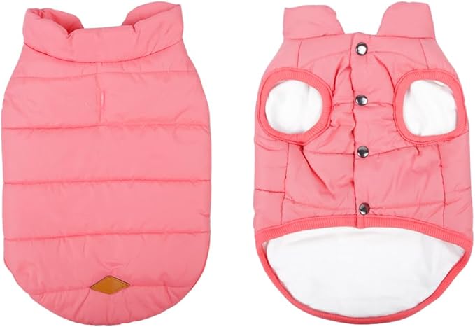 Warm Dog Coat, Windproof Dog Jacket Fleece Pet Winter Coats Solid Color Dogs Clothes Cold Weather Pet Jacket Vest Soft Puppy Apparel for Small Medium Dogs Cat (XXL, Pink)