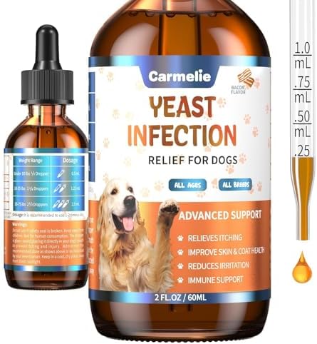 Natural Yeast Relief Drop for Dogs 60ml Bacon, Itch Allergy Ear Paw Support