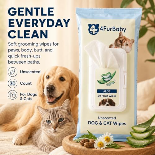 Dog Wipes for Paws and Butt, Unscented, 30 Count