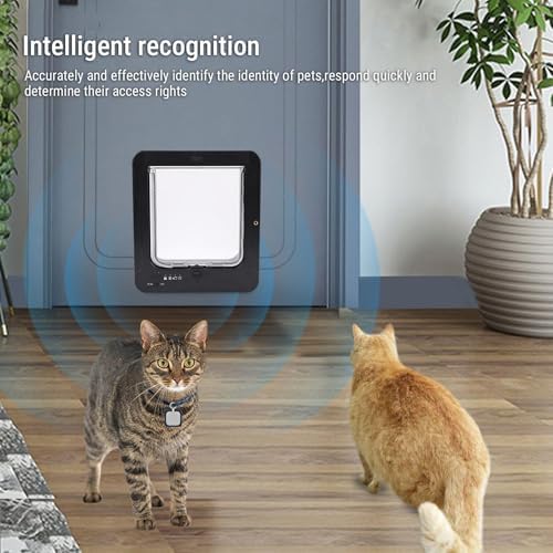 FILFEEL Cat Door with CollarActivated Sensing – DualDirection Automatic Pet Door for Cats and Small Dogs, Easy Install, Weather- Plastic Flap, 10.24 X 11.61 Inch