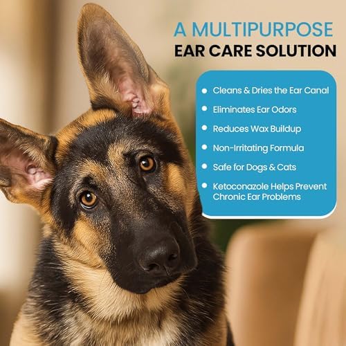 Replenish Otic Ear Cleaning Solution for Dogs, Antiseptic Ear Flush, 8 oz
