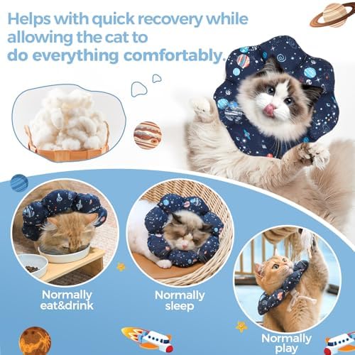ComSaf Soft Cat Cone Collar Size L, Recovery Collar for Cats and Small Dogs