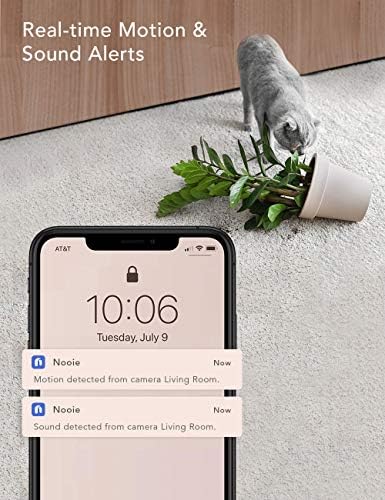 nooie Baby Monitor, WiFi Pet Camera Indoor, 360-degree Wireless IP Camera, 2K Home Security Camera, Motion Tracking, Super IR Night Vision, Works with Alexa, Two-Way Audio, Motion & Sound Detection