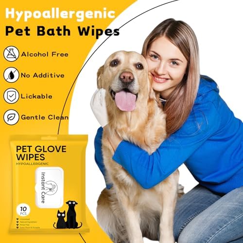 Pet Glove Wipes for Dogs & Cats, Hypoallergenic Large Size 9 x 9.8 inch