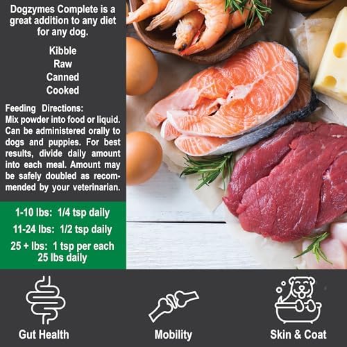 Dogzymes Complete - Probiotics, prebiotics, Glucosamine, Chondroitin, MSM and Hyaluronic Acid, Complete Skin and Coat Care (1 Pound)