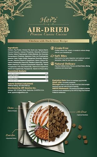 Herz Air-Dried Dog Food, Premium Chicken & Duck Liver Recipe, 2.2 lb