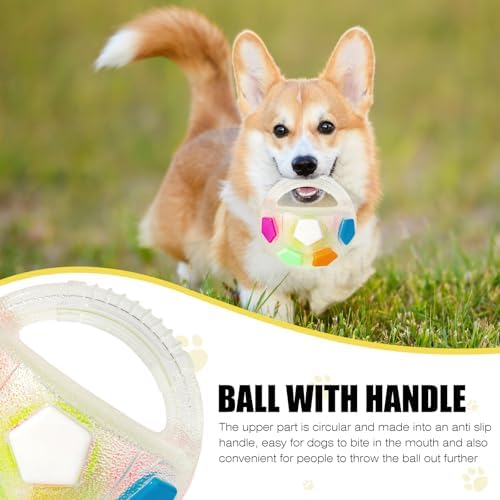 Dog Toy Ball with Handle, Toss and Fetch Play, Interactive Ball for Dogs Playing, Squeaky Floating (2pc)