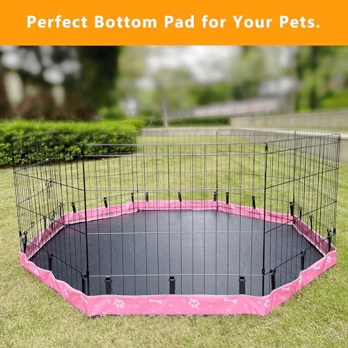Dog Playpen Bottom Pad Fits for 24 Inch 8 Panels Regular Octagon Metal Exercise Pet Playpen, Dog Crate Pad Puppy Playpen Pad. (Note: Playpen Not Included) -Pink