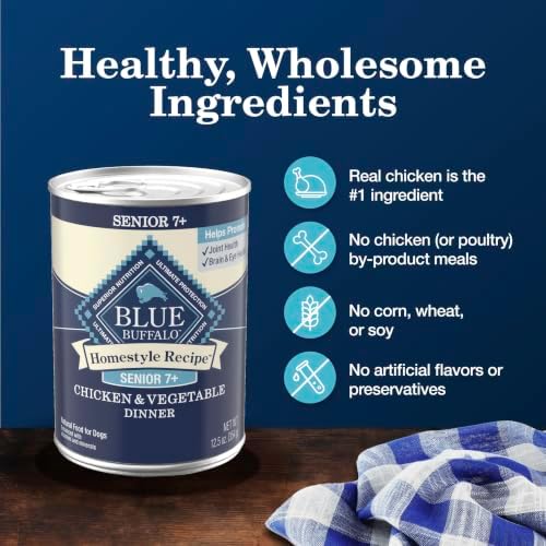 Blue Buffalo Homestyle Recipe Chicken Senior Wet Dog Food, 12.5 oz, 12 ct
