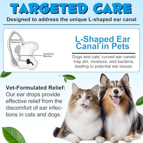Cat&Dog Ear Infection Treatment Drops - Dog Ear Infections with 1% Hydrocortisone