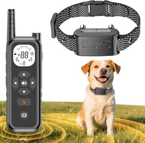 Wireless Dog Fence, Electric Fence, 185 Days Standby Training Collar, Flash Light & Waterproof Portable Dog Perimeter Collar with 3 Training Mode for 1 Dog Large Medium Upgraded Dark Grey for 1 Dog