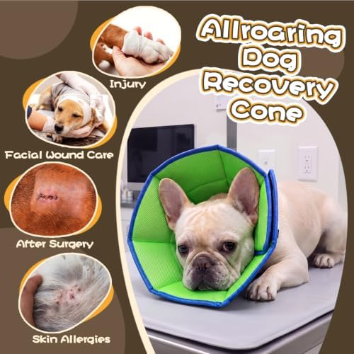 Allroaring Dog Cone Collar After Surgery, Adjustable Soft Recovery Cone