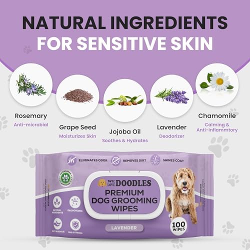 Dog Wipes, Deodorizing & Cleaning, Lavender Scent, Made in USA, 100 Count