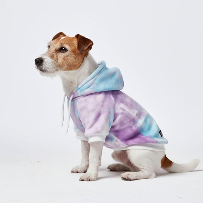 Spark Paws Dog Hoodie – Premium Dog Sweater for Small, Medium, and Large Dogs | Warm Outfits for French Bulldogs, Pitbull, Puppy, Winter Jacket Alternative - 90s Retro Sky Dye - L